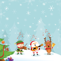 Santa Elf Reindeer Playing Christmas Music