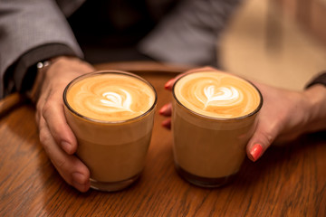 beautiful cappuccino in glasses