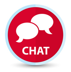 Chat flat prime red round button