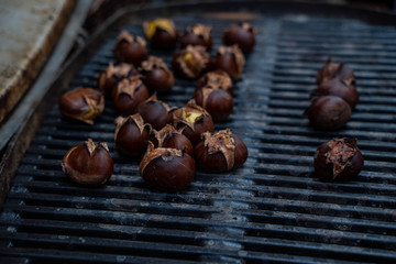 Roasted chestnuts at street vendor