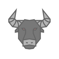 Stylized geometric Bull head illustration. Vector icon tribal design