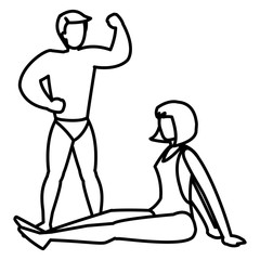 strong man with beautiful woman