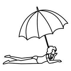 young woman with swimsuit and umbrella