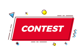 Contest vector banner geometrix box design. Trendy illustration with geometric shapes
