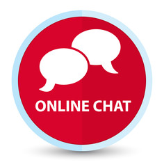 Online chat flat prime red round button