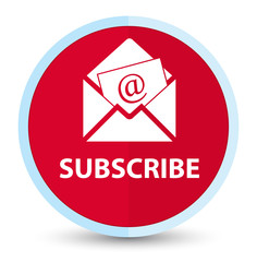 Subscribe (newsletter email icon) flat prime red round button