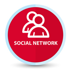 Social network (group icon) flat prime red round button