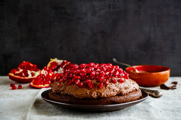 Chocolate cake with pomegranate