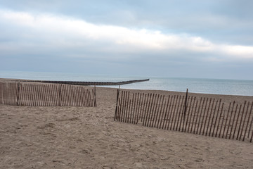 Temporary wooden fencing on beach