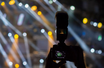 Professional camera at music concert