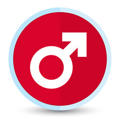 Male sign icon flat prime red round button