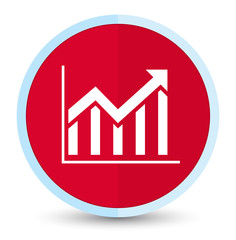 Statistics icon flat prime red round button