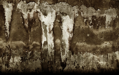 Empty old art texture of plaster brick wall. Painted bad scratched surface in fissures of painted...