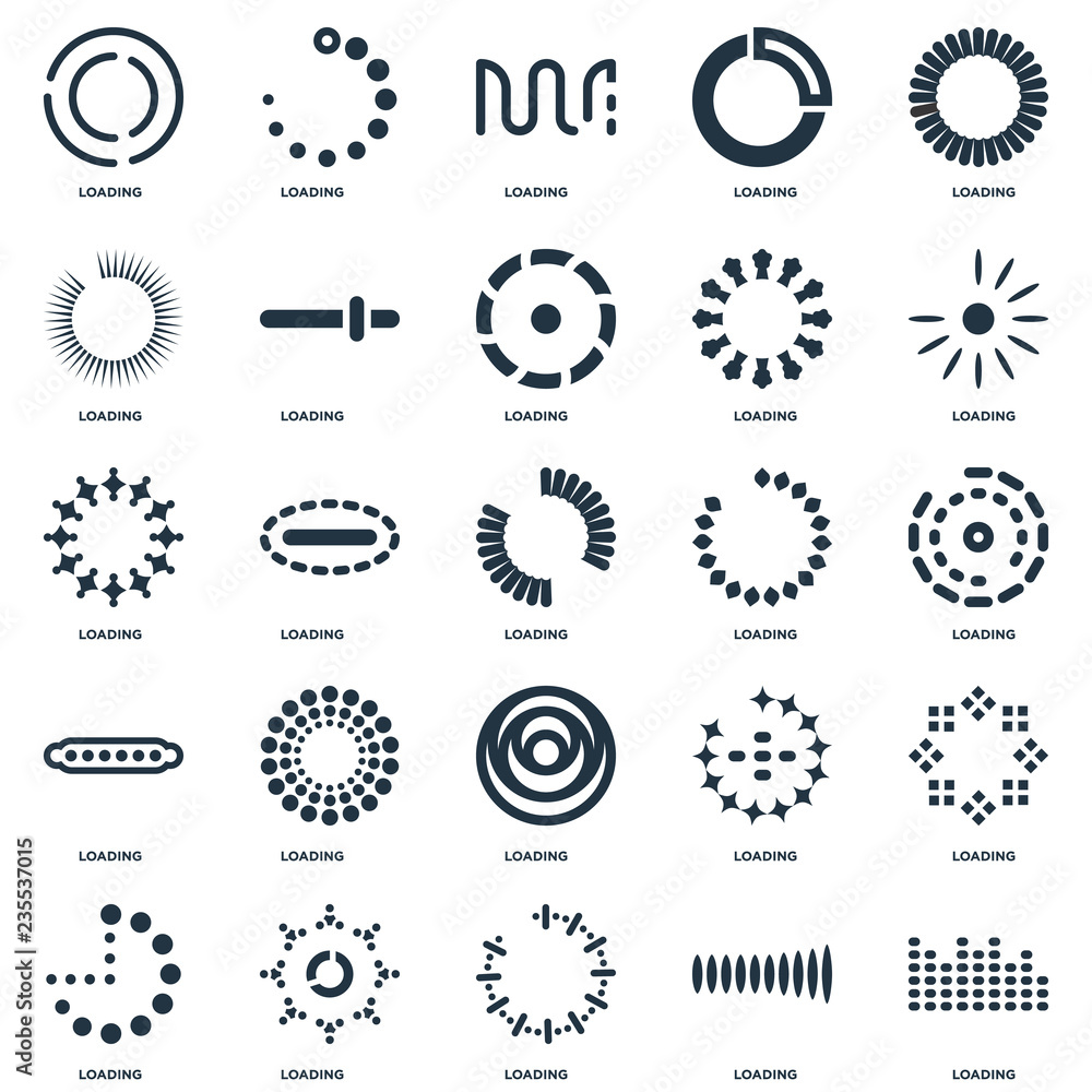 Aufkleber elements such as loading, loading icon vector illustration on white background. universal 25 icons s