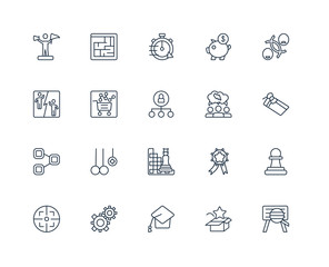 startup Project Search, New product, Mortarboard, Gears, Focus,