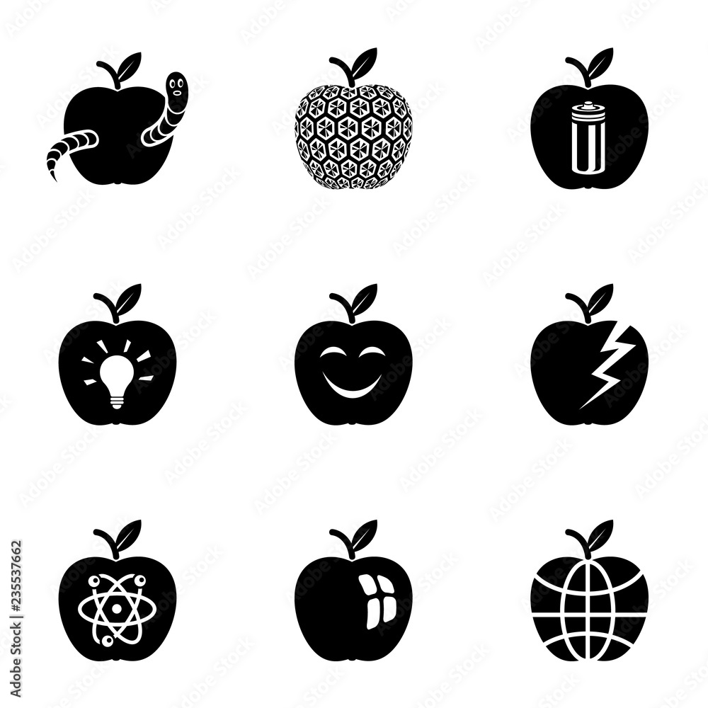 Poster appletree icons set. simple set of 9 appletree vector icons for web isolated on white background