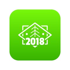 Retro christmas tree icon green vector isolated on white background