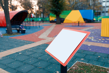 White blank sign board in the park