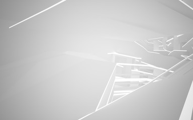 Abstract white interior highlights future. Architectural background. 3D illustration and rendering