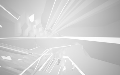 Abstract white interior highlights future. Architectural background. 3D illustration and rendering