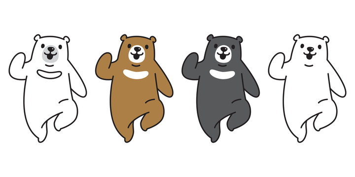 Bear Vector Polar Bear Logo Icon Run Illustration Character Cartoon Doodle