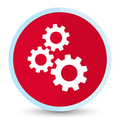 Gears icon flat prime red round button