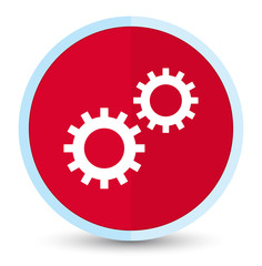 Process icon flat prime red round button