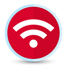 Wifi icon flat prime red round button