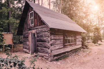 Abandoned old wooden house Cabin in the woods