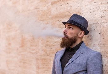 stylish bearded man in bloop wipe habit