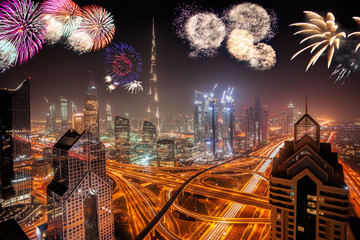 New Year fireworks display in Dubai, UAE