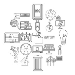 Technological world icons set. Outline set of 25 technological world vector icons for web isolated on white background