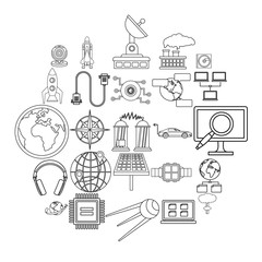 Advanced world icons set. Outline set of 25 advanced world vector icons for web isolated on white background