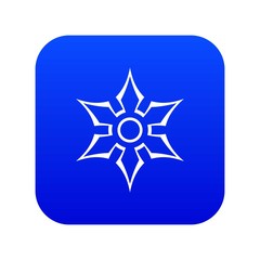 Ninja shuriken star weapon icon digital blue for any design isolated on white vector illustration