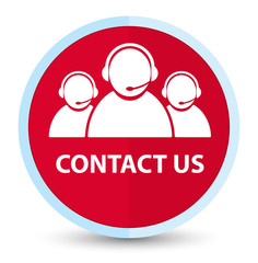 Contact us (customer care team icon) flat prime red round button