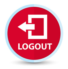 Logout flat prime red round button