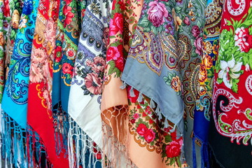 Russian folk ornament shawl Ukraine, Kiev 10.11.2018