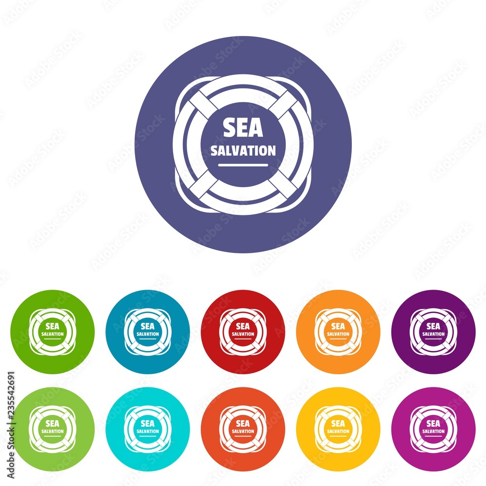 Poster sea salvation icons color set vector for any web design on white background