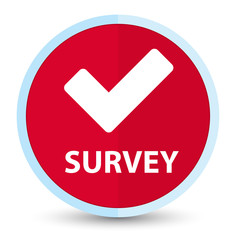 Survey (validate icon) flat prime red round button