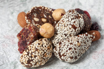 healthy candies with cranberry and sesame