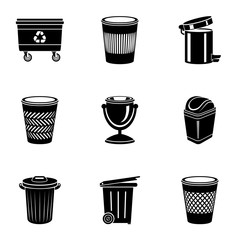 Basket icons set. Simple set of 9 basket vector icons for web isolated on white background