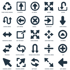 Elements Such As Left arrow, Up Down Diagonal Horizontal Merge, Resize icon vector illustration on white background. Universal 25 icons set.