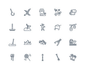 Gloves, Pitchfork, Lamppost, Pinwheel, Bird house, Hay bale, Bar