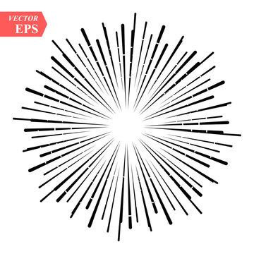 Vintage Sunburst. Star Brust. Design Decorated Element. Vector Illustration