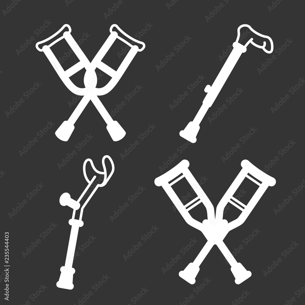Poster crutches icon set. outline set of crutches vector icons for web design isolated on gray background