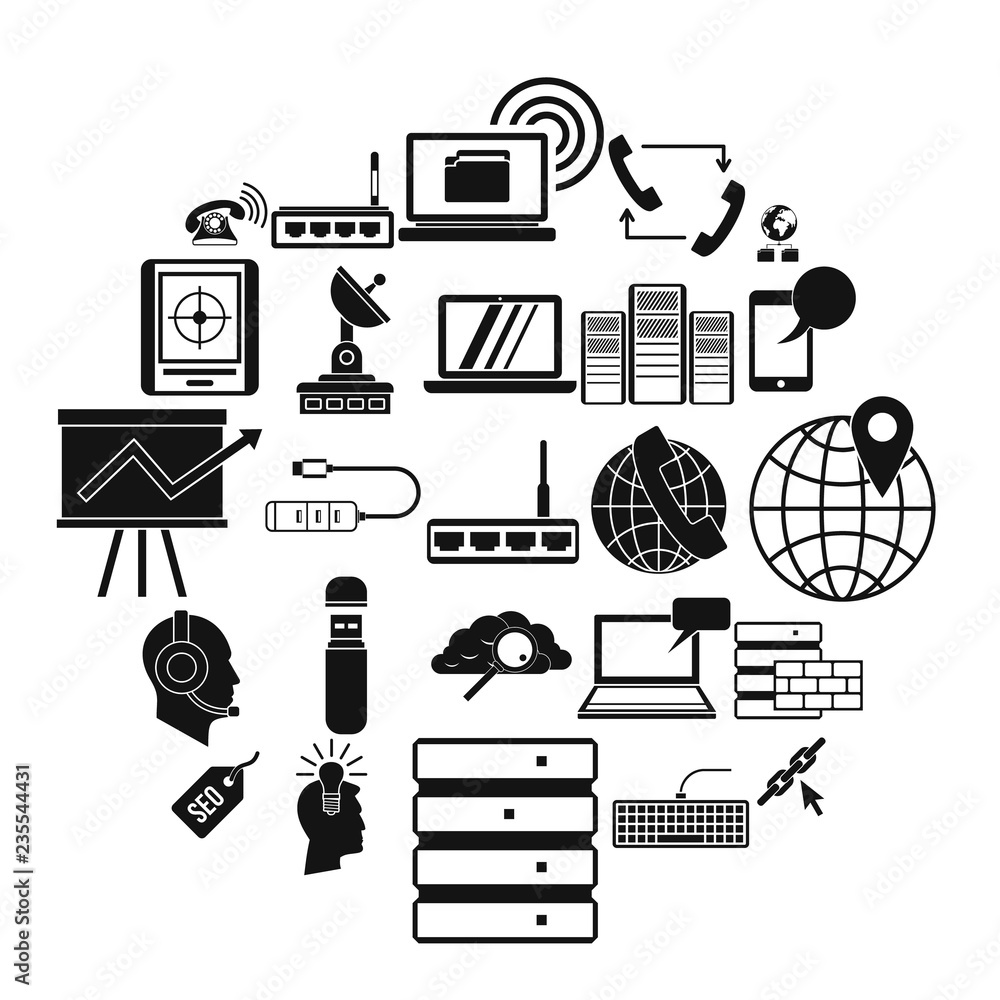 Poster telecommunication icons set. simple set of 25 telecommunication vector icons for web isolated on whi