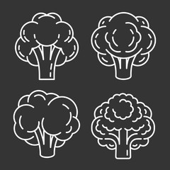 Brain icon set. Outline set of brain vector icons for web design isolated on gray background