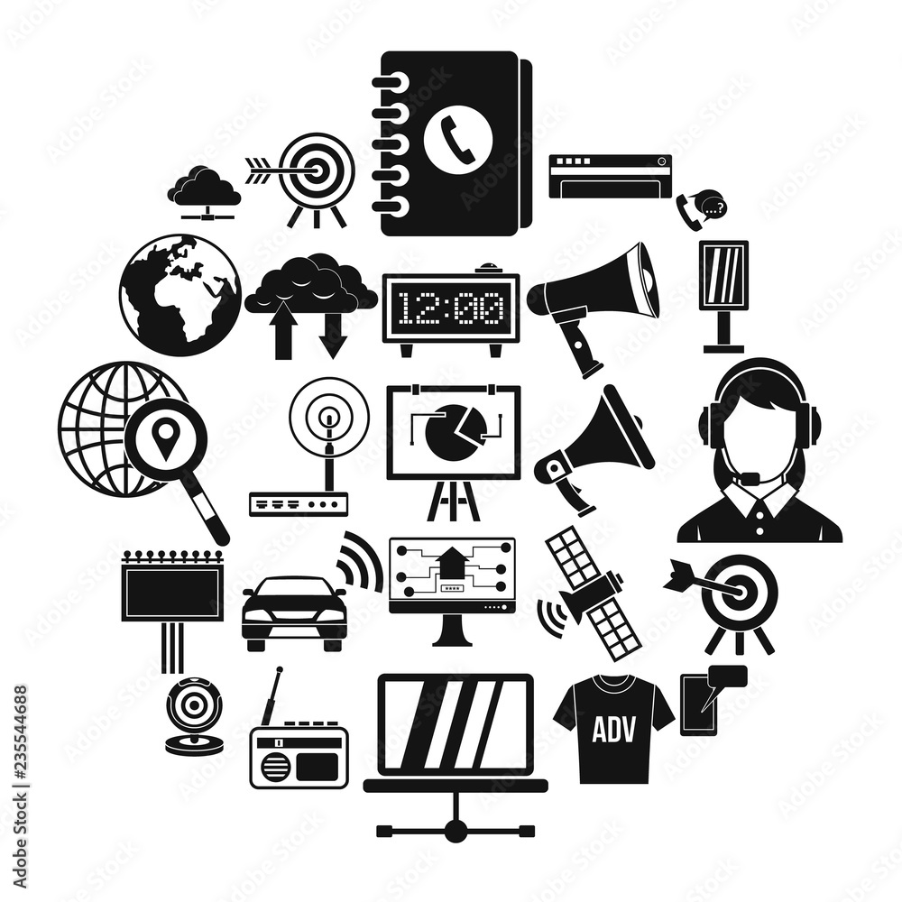 Poster telecasting icons set. simple set of 25 telecasting vector icons for web isolated on white backgroun