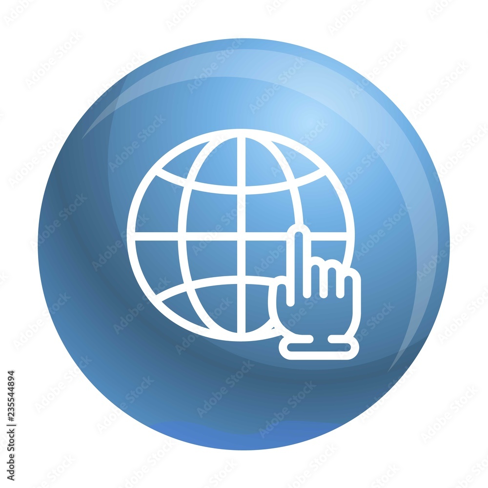 Poster global hand click icon. outline global hand click vector icon for web design isolated on white backg