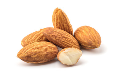 Almonds isolated on white background